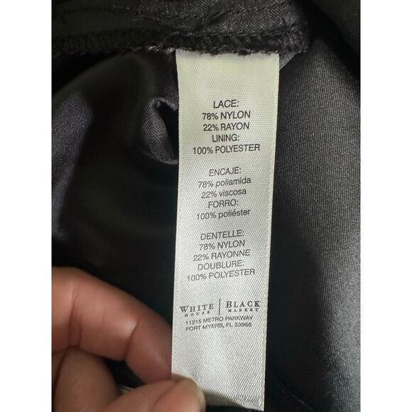 WHBH Black Floral Lace Overlay Lined Pencil Skirt Size 2 - Picture 9 of 9